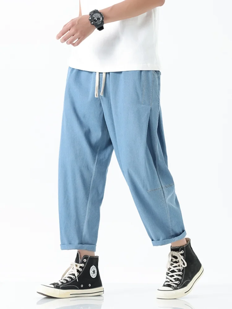 

Мужские летние тонкие джинсы Laisel из лиоцелла и ледяного шелка, свободного кроя, прямые, модные повседневные брюки-чинос