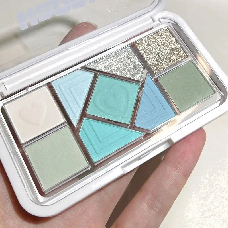 Hortelã difusa rosa azul pequeno quadro rosa paleta de sombras de nove cores baixa saturação claro hortelã verde pérola fosco suave puro des