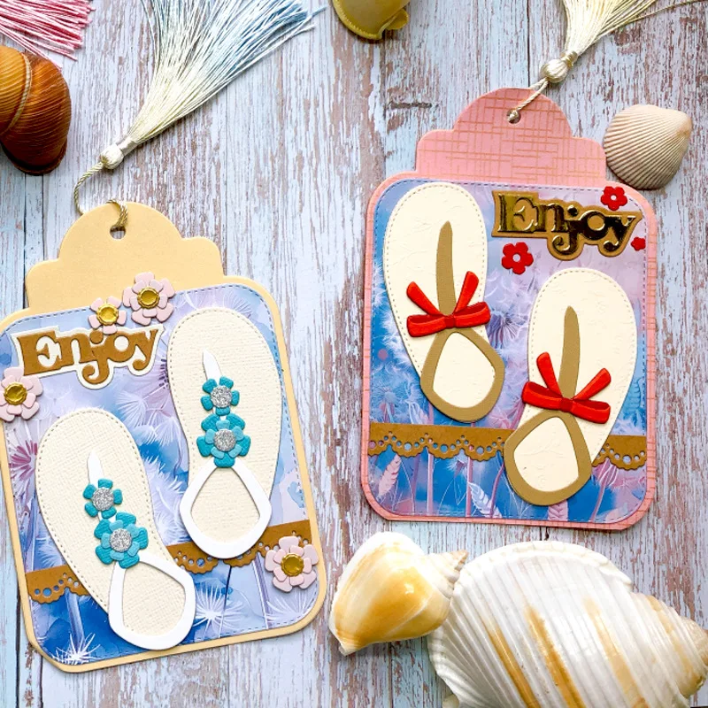 Summer Slipper Scissors Flower Metal Cutting Dies DIY Scrapbooking Tag Greeting Card Handmade Paper Craft Embossing Making Tool