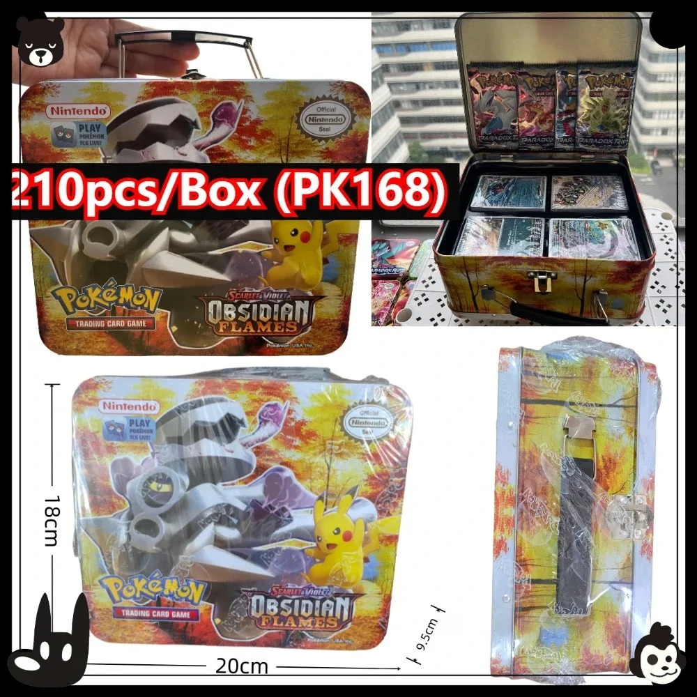 New popular boxed iron metal box Pok é mon battle toy with controller Pikachu game anime 68/210 English