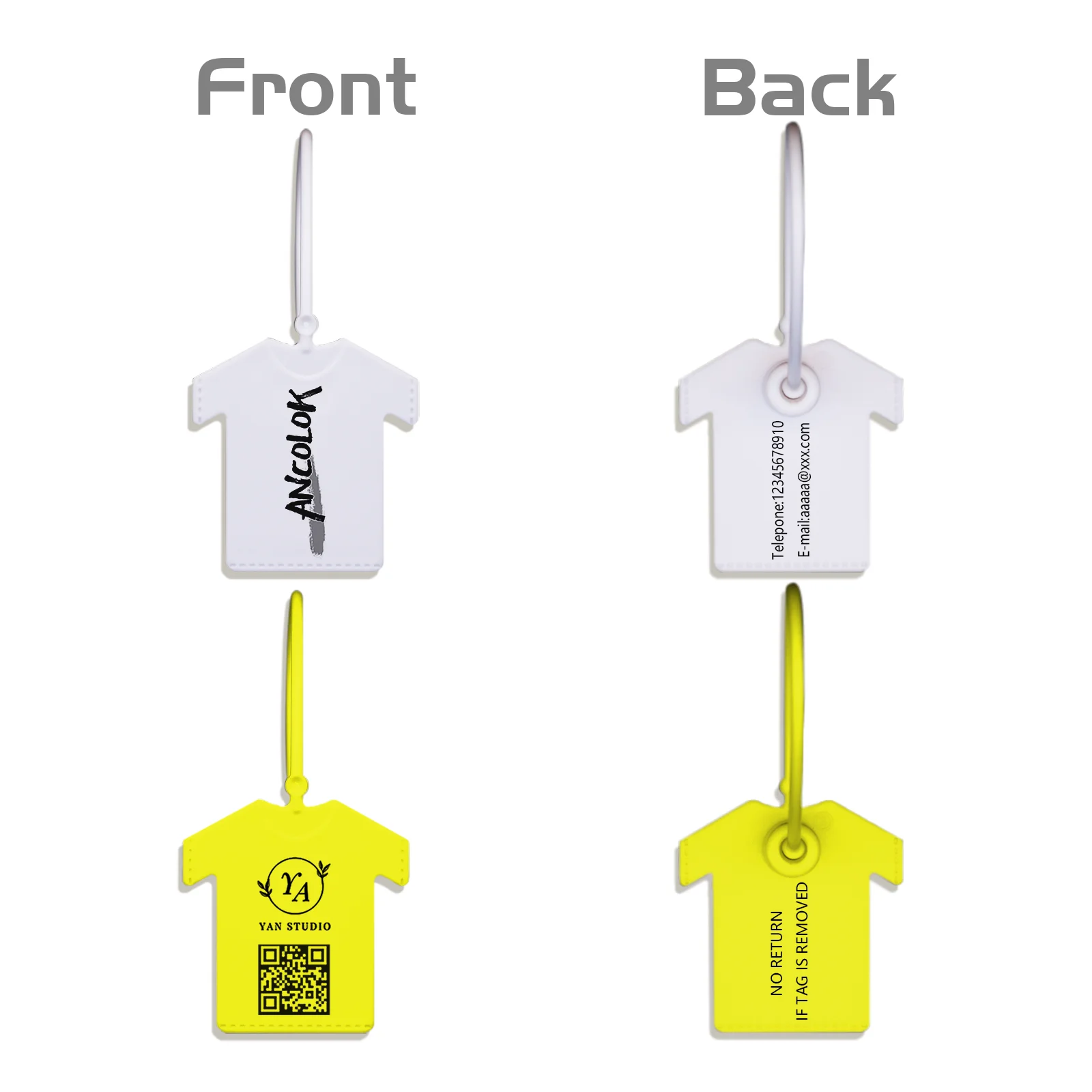 Ancolok 100Pcs Custom Tags Personalized Labels Brand Logo Hang Tags Tearable Plastic Seals Safety of Clothes Garment Clothing