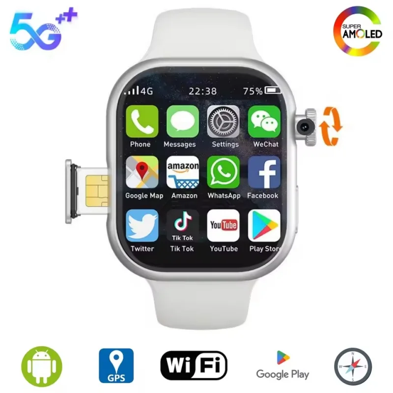 

НОВЫЕ умные часы VP19, 4G, SIM-карта, AMOLED-экран, GPS, WIFI 190 ° Вращающаяся камера, видеозвонок, Google Play, Android Smartwatch ﻿