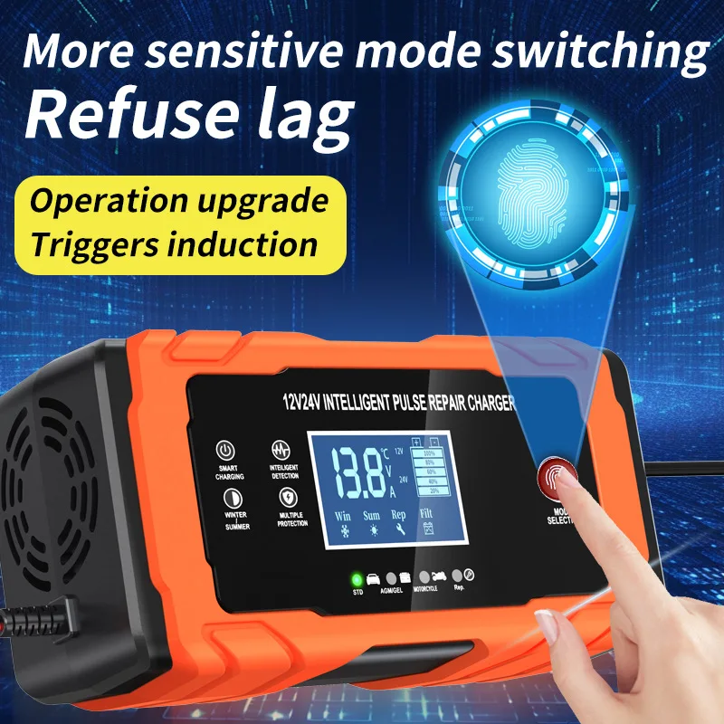 12V 10A/24V 5A Car Battery Charger for Lead Acid AGM GEL PB Battery Pulse Repair LCD Display Automotive Battery Maintainer
