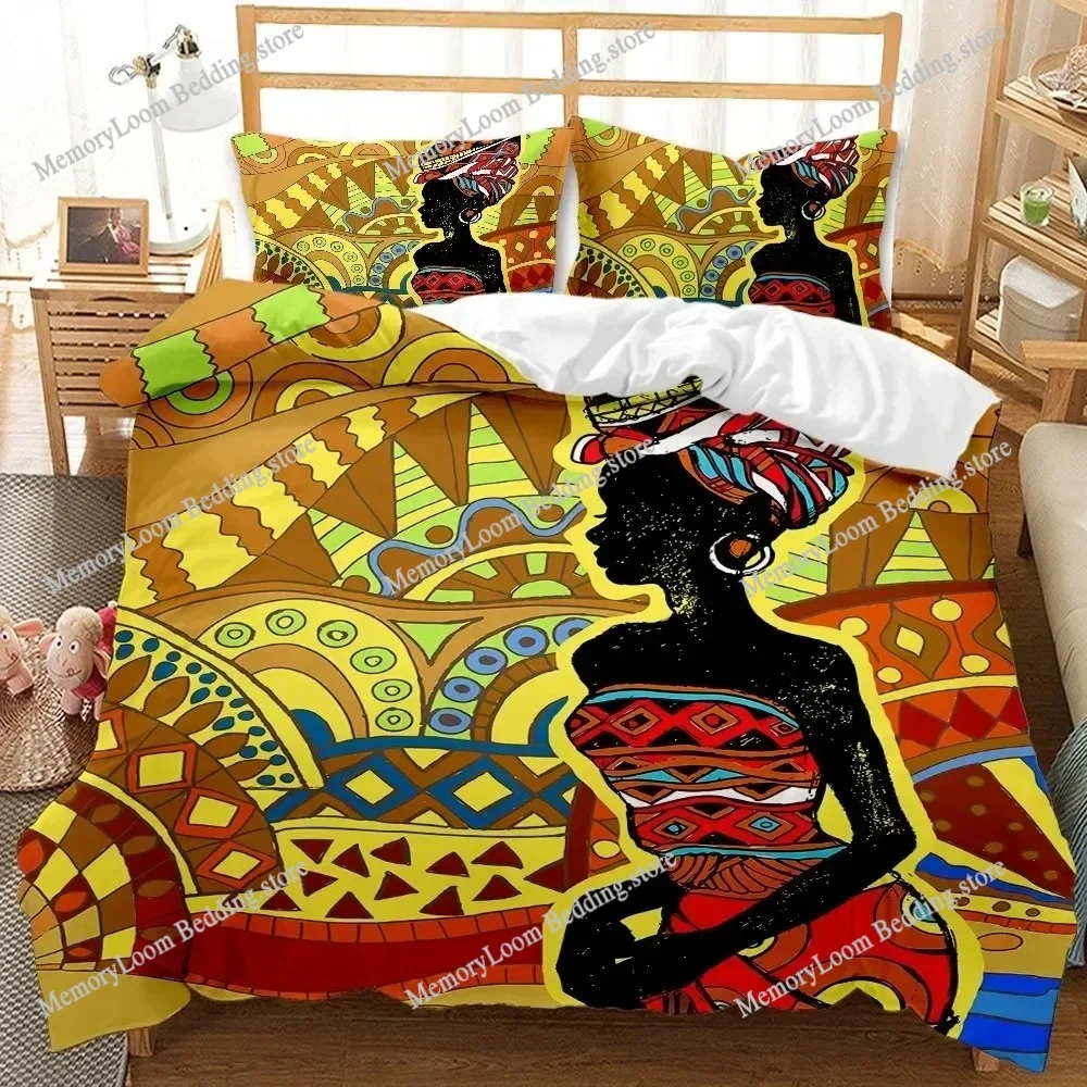 

African Duvet Cover Microfiber Ethnic Afro Twin Bedding Set African American Comforter Cover 3D Print Desert Quilt Cover
