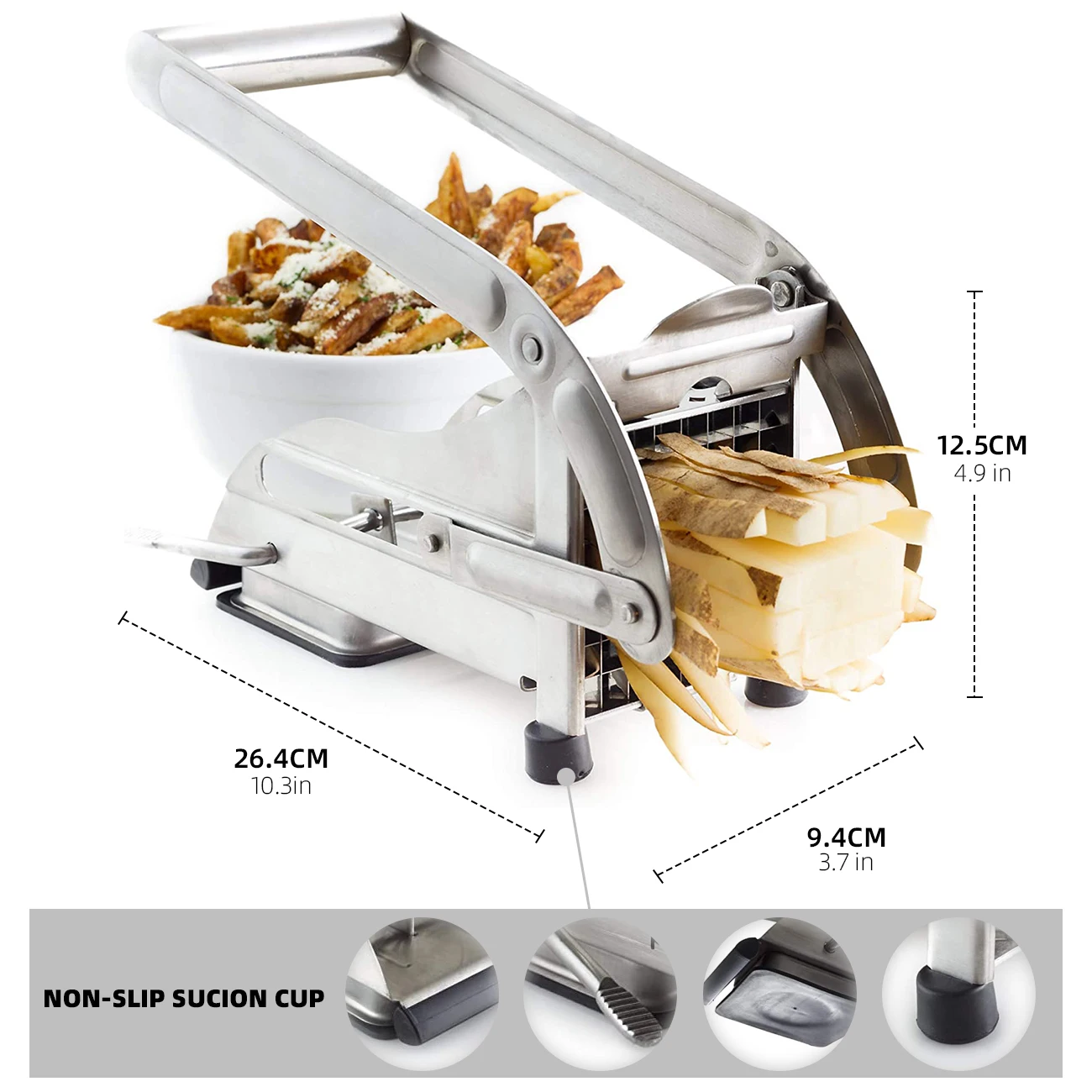 2 Blades Sainless Steel Potato Chip Making Tool Home Manual French Fries Slicer Cutter Machine French Fry Potato Cutting Machine