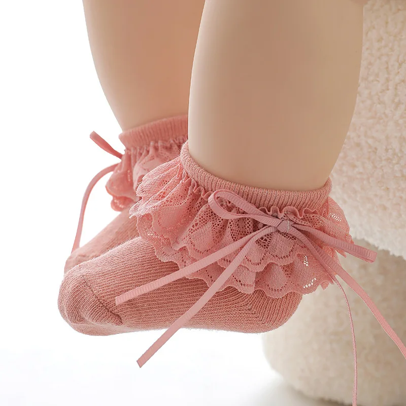 2024 New Girls' Socks Delicate Lace Bow Children's Lace Socks Multi-color Optional Baby Princess Wind Soft Socks Baby Accesories