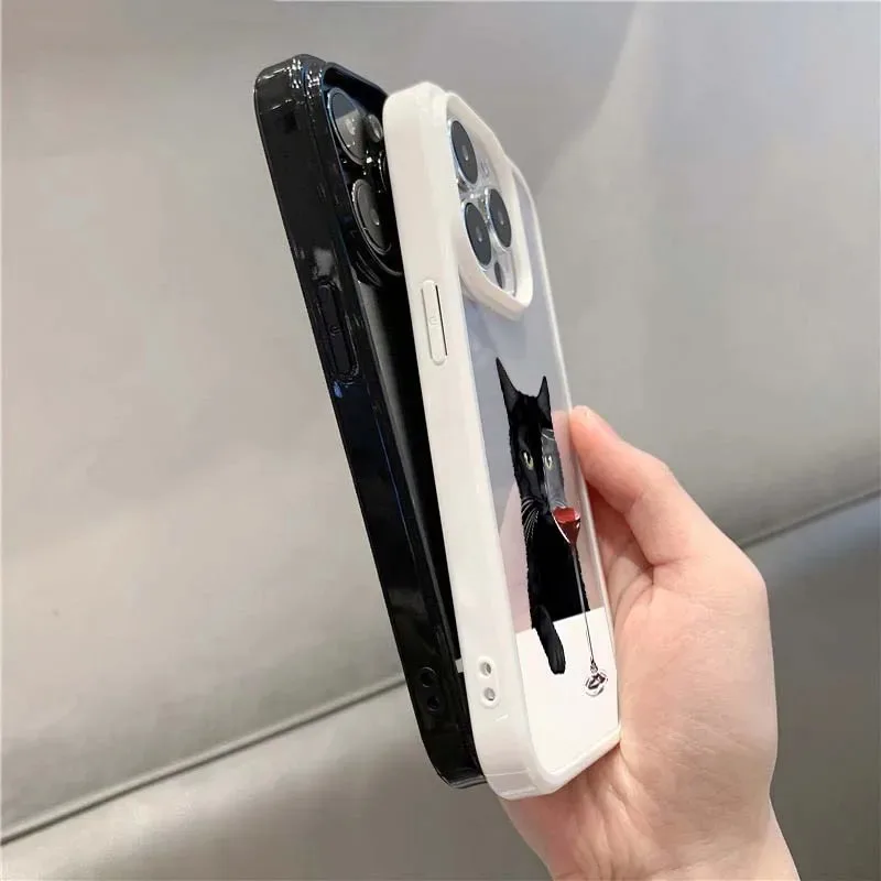 Cute Cat Goblet Drink Couple Phone Case for iPhone 16 15 14 13 12 11 Pro MAX X XS XR Max 7 8 Plus SE 2020 2022 Shockproof Cover - náhled 4