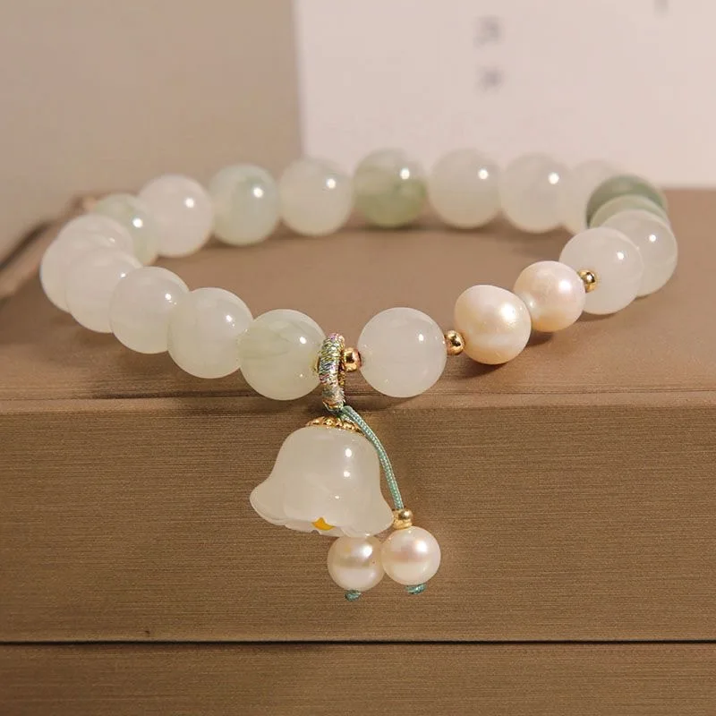 Tianshan Chalcedony of The Valley Beaded Jade Bracelet Women's Niche Light Luxury