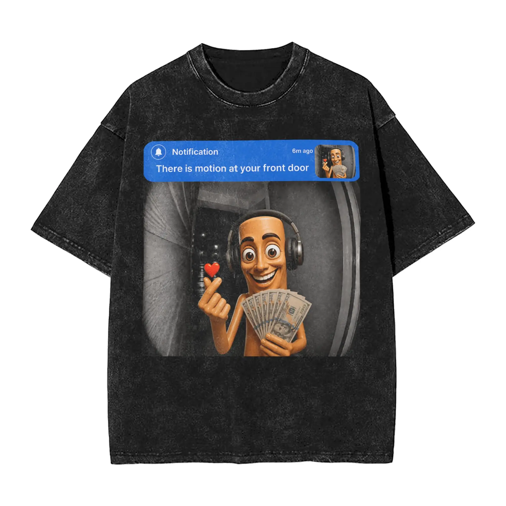 Novelty There is Motion At Your Front Door Tung Sahur Funny Meme T-Shirt Men Round Neck Pure Cotton Washed T Shirts