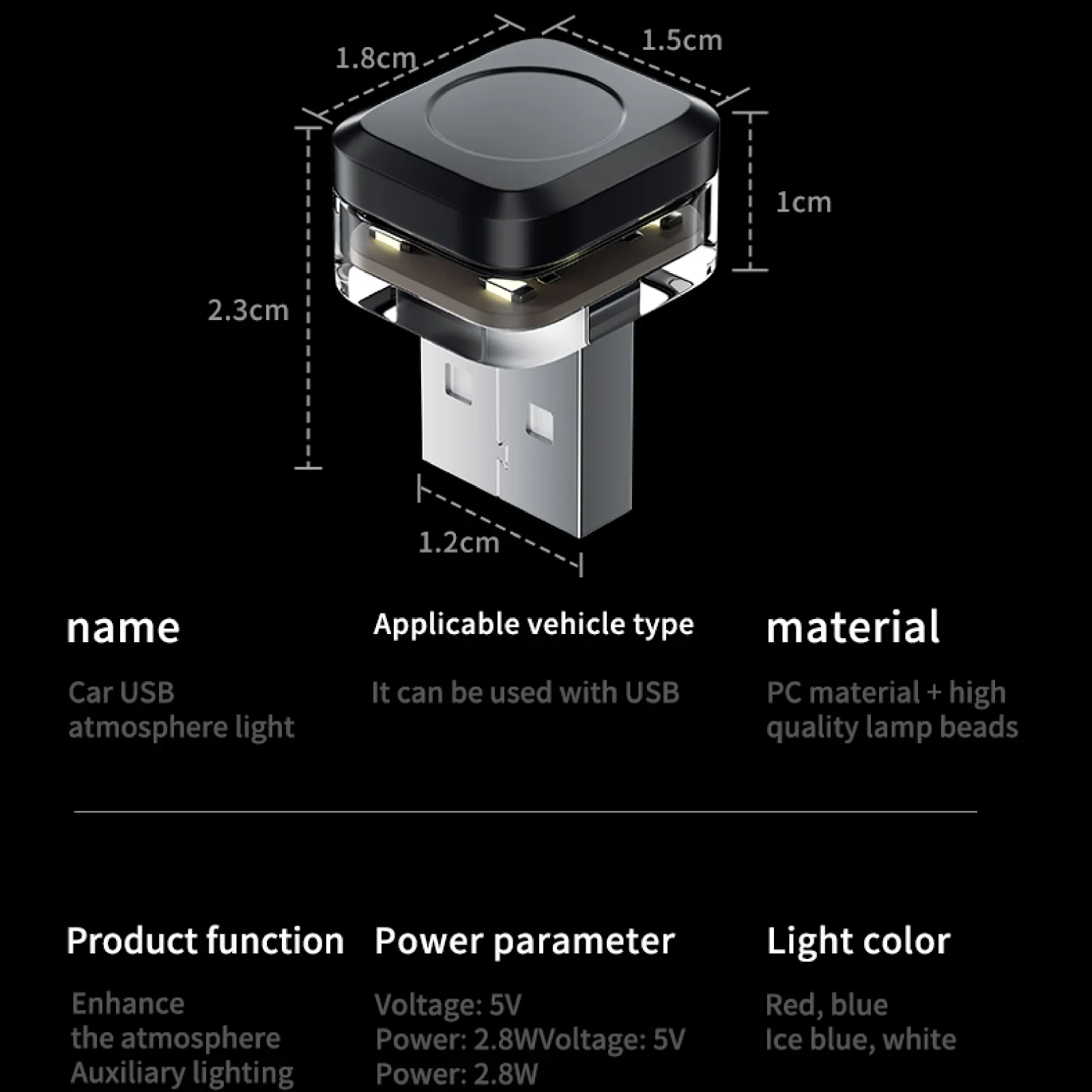 1x USB LED Ambient Light Soft Flicker-Free Night Lamp Plug-and-Play for Home Bedroom Living Room Car Indoor Decoration Light
