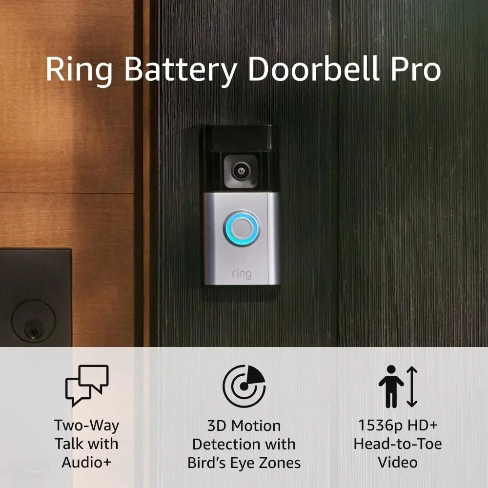 

Pro Battery Doorbell Camera with 1536p HD Video, 3D Motion Detection, Two-Way Talk for Home Security