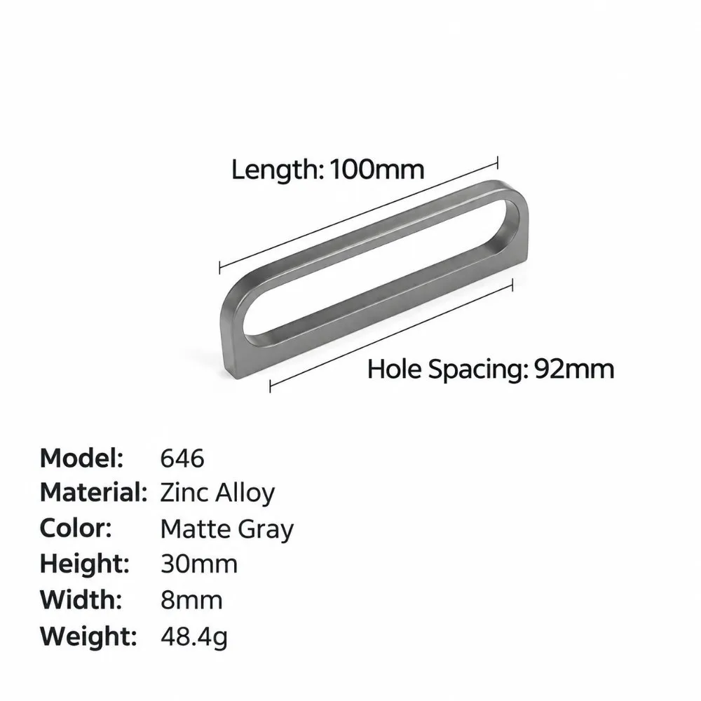Dark Grey Cabinet Handles Hollow Single Hole Wardrobe Cupboard Door Pulls Longer Zinc Alloy Furniture Handle