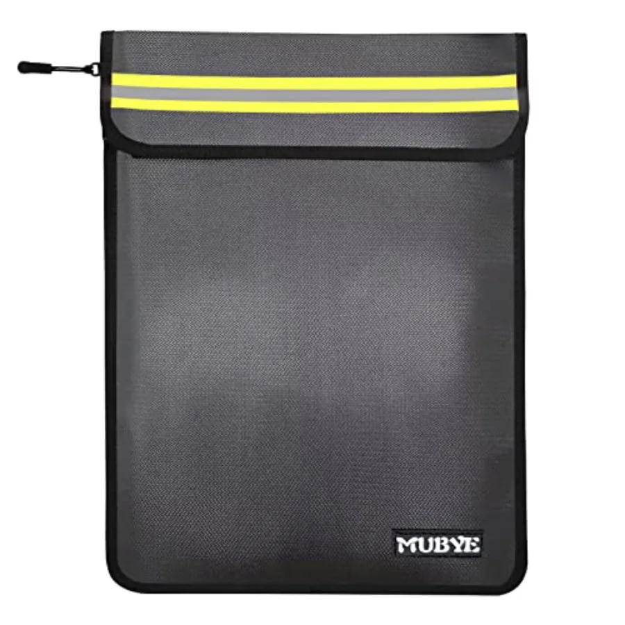 

Fireproof Waterproof Money Document Bag - 15"x 11" Safe Zipper Bags with Reflective Strip, Fire and Water Proof Storage Organiz