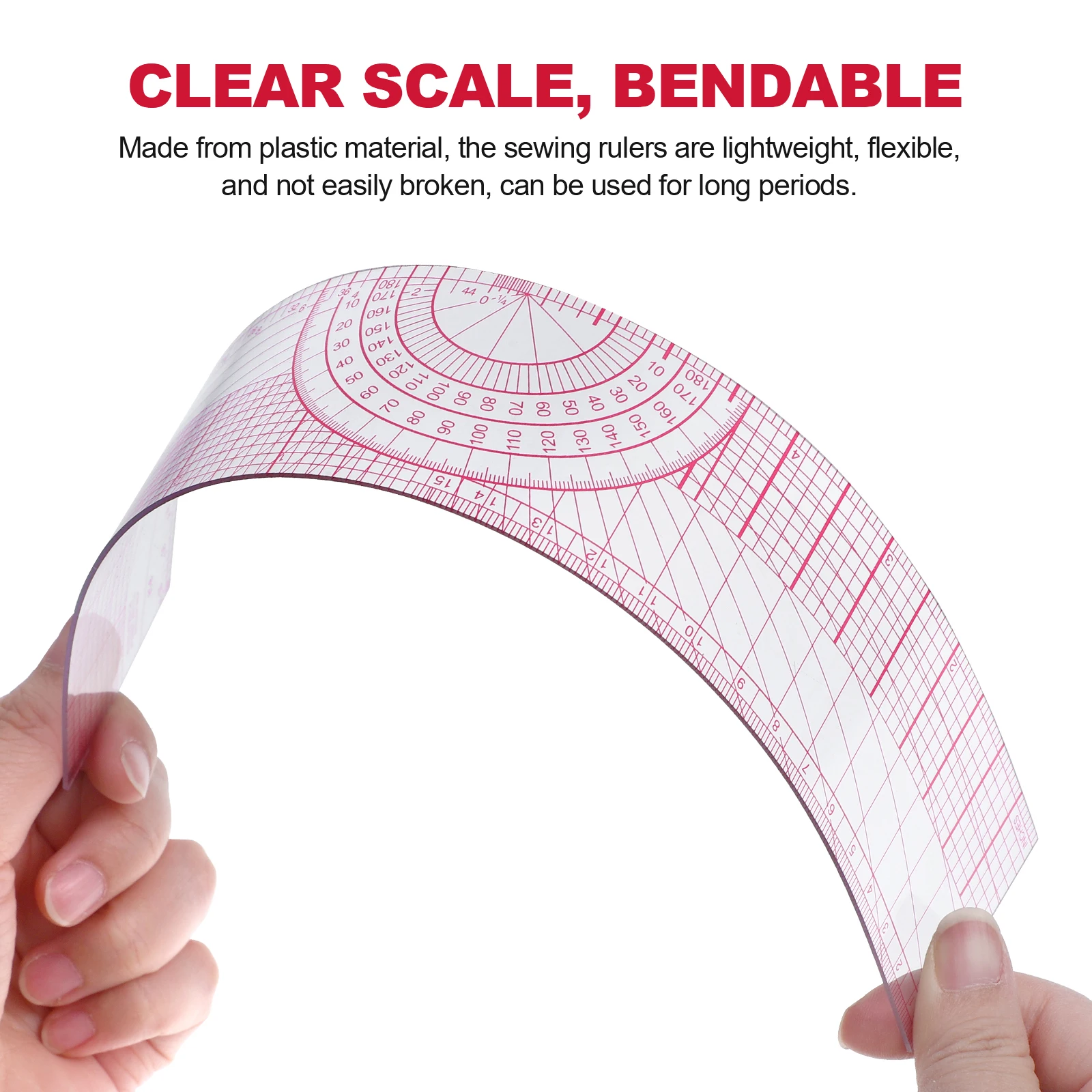 

Sewing Ruler Set Plastic Clear Scale Multiple Functions Fabric Ruler Sewing Products French Curve Tailors Enthusiasts Elastic B