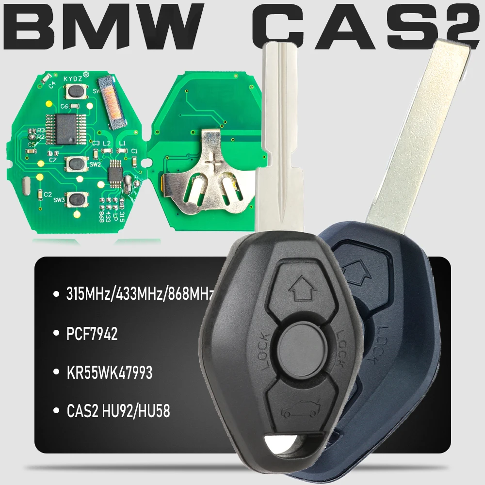 

KEYECU CAS2 Remote Key 315MHz/433MHz/868MHz/315LP PCF7942 for BMW E60 5 Series, E63 6 Series 2004-2006 KR55WK47993 (KYDZ）
