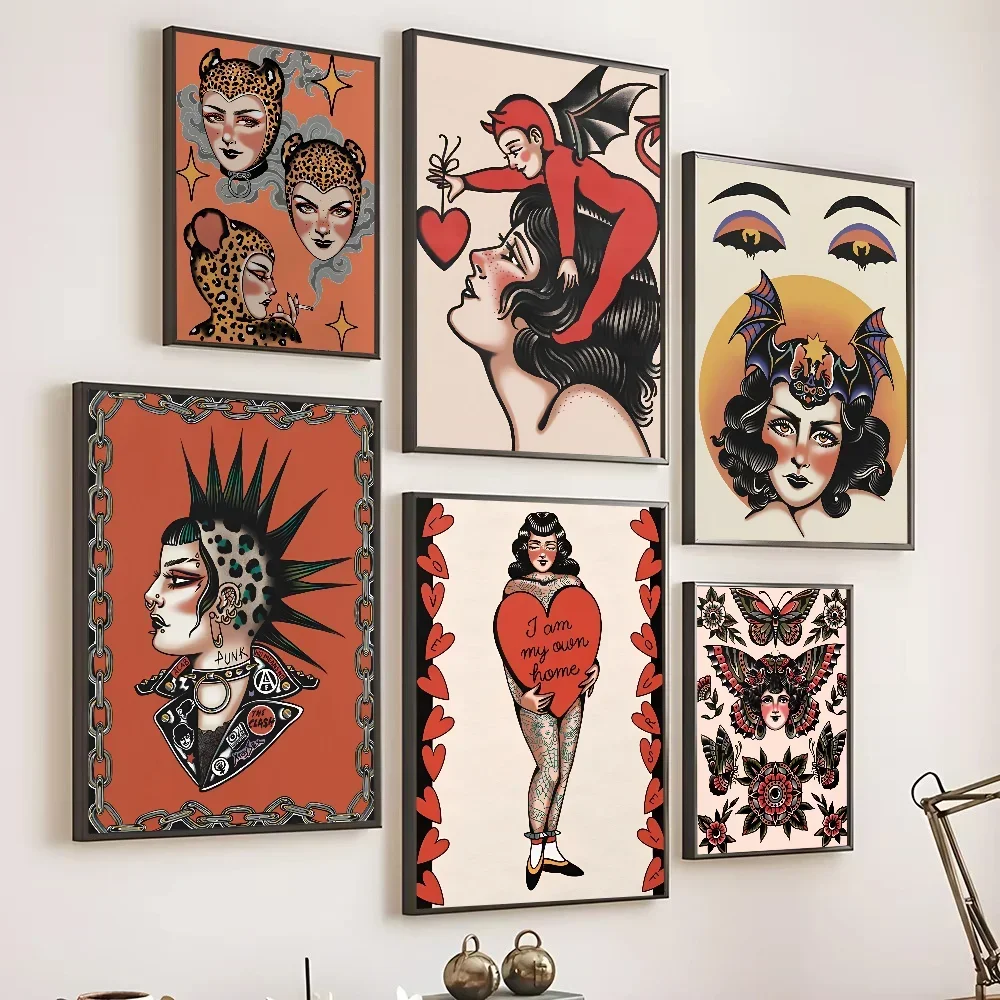 Witch's Love Is Blind Diving Free Live Free Punk Girl Poster Canvas Painting Modern Home Living Room Bedroom Cafe Decoration
