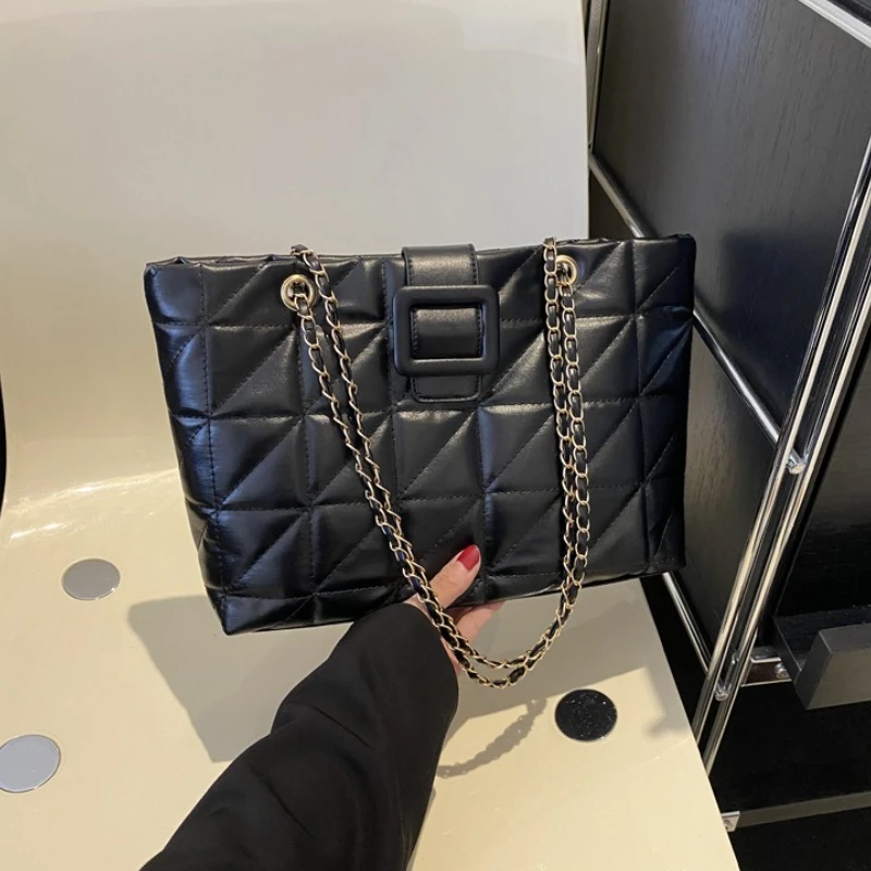 

Texture New Tote Bag, Fashionable Handheld Shoulder Bag, Versatile Chain Large Capacity Shopping Bags for Women