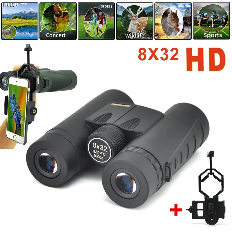 Visionking 8x32 Bak4 Roof Prism Binocular Waterproof Professional Camping Bird Watching Guide Scope Full Multi-Coated Telescope