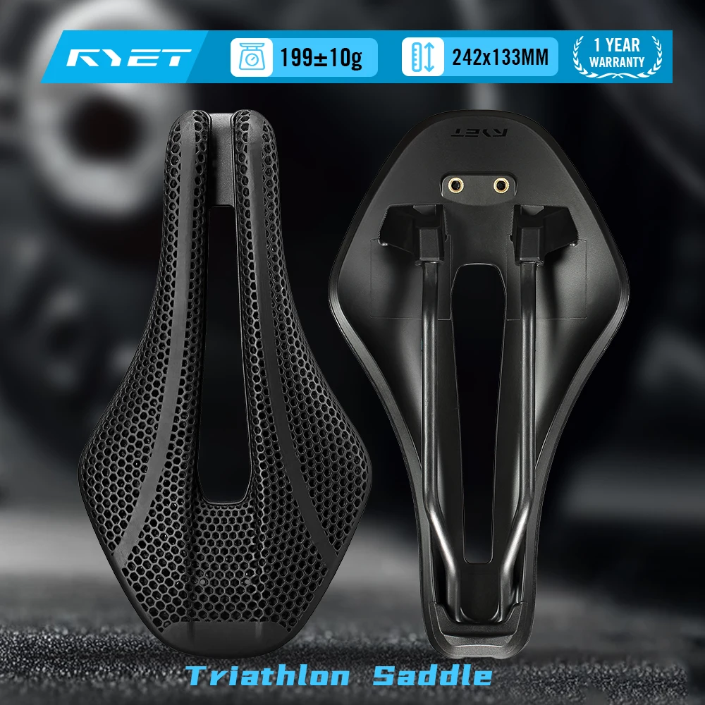 RYET TT01 Triathlon 3D-Sattel VCM Kurznasiger Aero Carbon 3D-Gedruckter 242x133mm Verstärkte Nylonschale 7x9mm Schiene Zeitfahr-Sattel