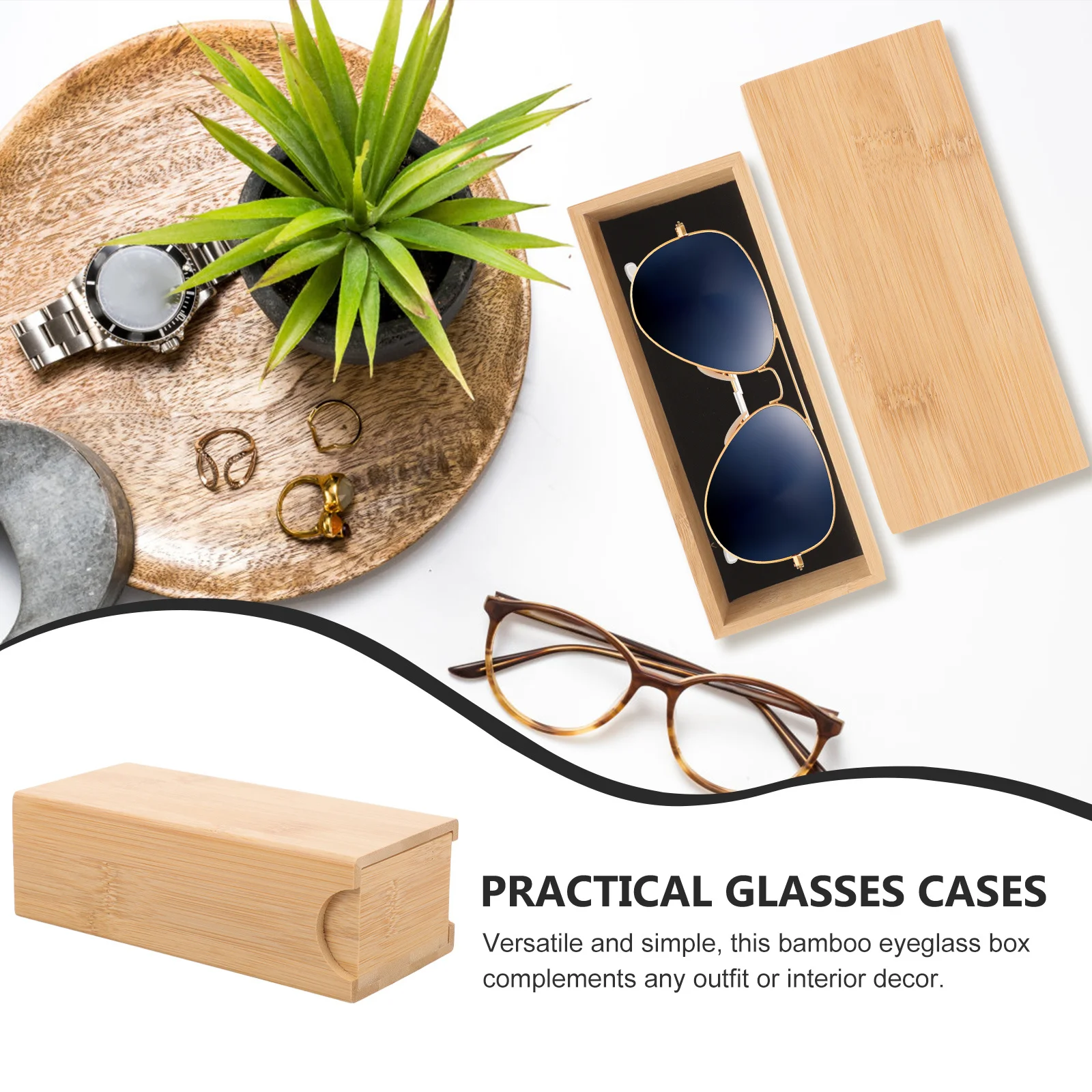 

Bamboo Glasses Case Hard Shell Retro Style Pull-Out Travel Sunglasses Organizer Eyeglass Box Glasses Case Hard Shell