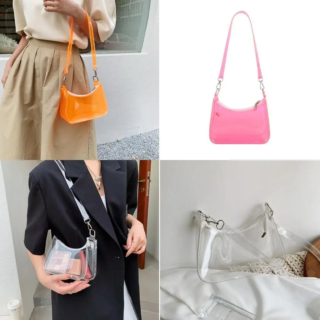 

D46D Fashion Vintage Ladies Solid Color Clear Underarm Bag Случа