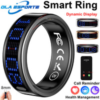 2025 Smart Ring Men Women LED Dynamic Display Screen Heart Rate Blood Oxygen Monitoring 5ATM Waterproof Multi Sports Modes Gifts