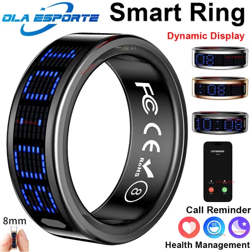 Anillo inteligente 2025 para hombres y mujeres, pantalla LED dinámica, control del ritmo cardíaco y del oxígeno en sangre, 5ATM, resistente al agua, múltiples modos deportivos, regalos