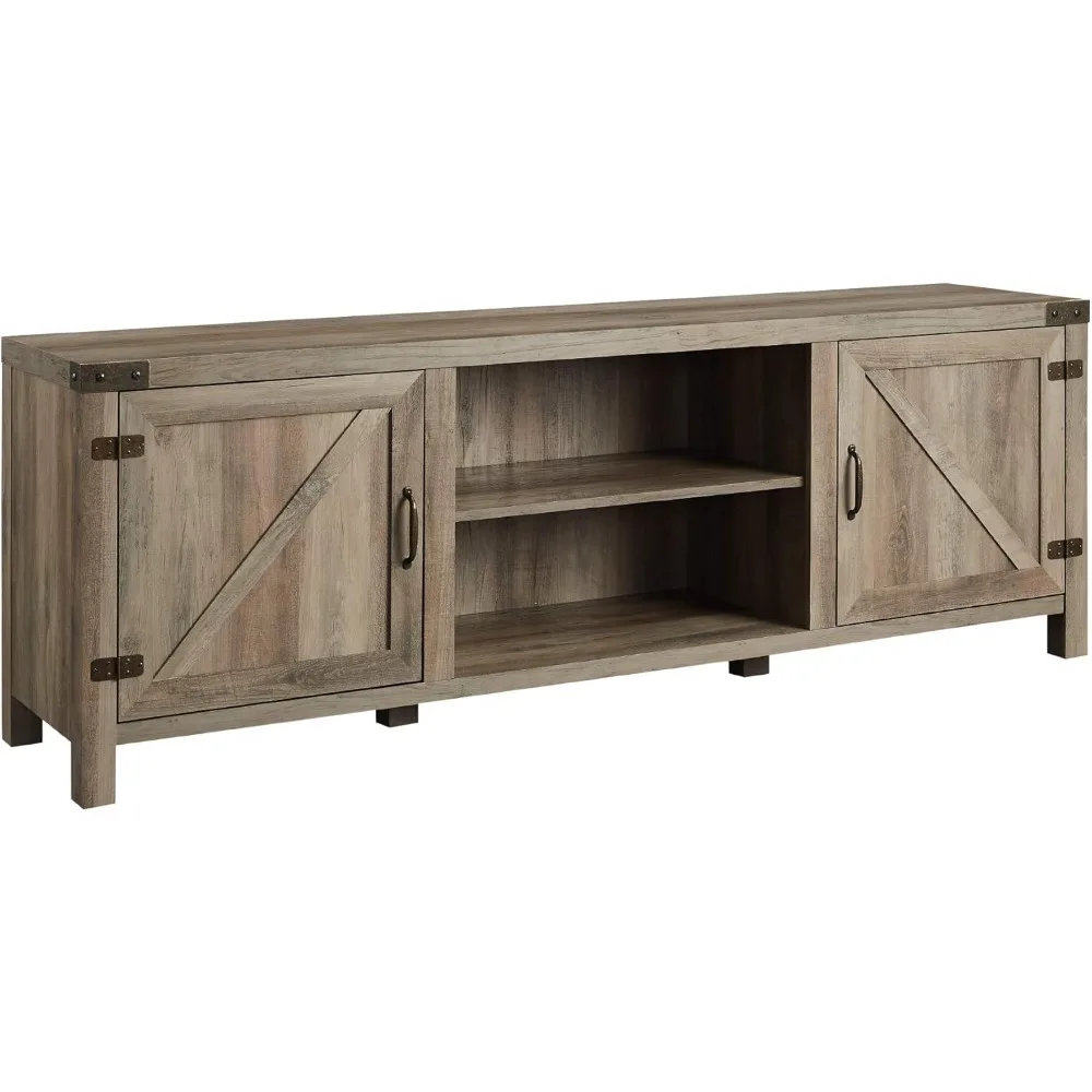 Georgetown Modern Farmhouse Double Barn Door TV Stand for TVs up to 80 Inches, 70 Inch, Grey Wash