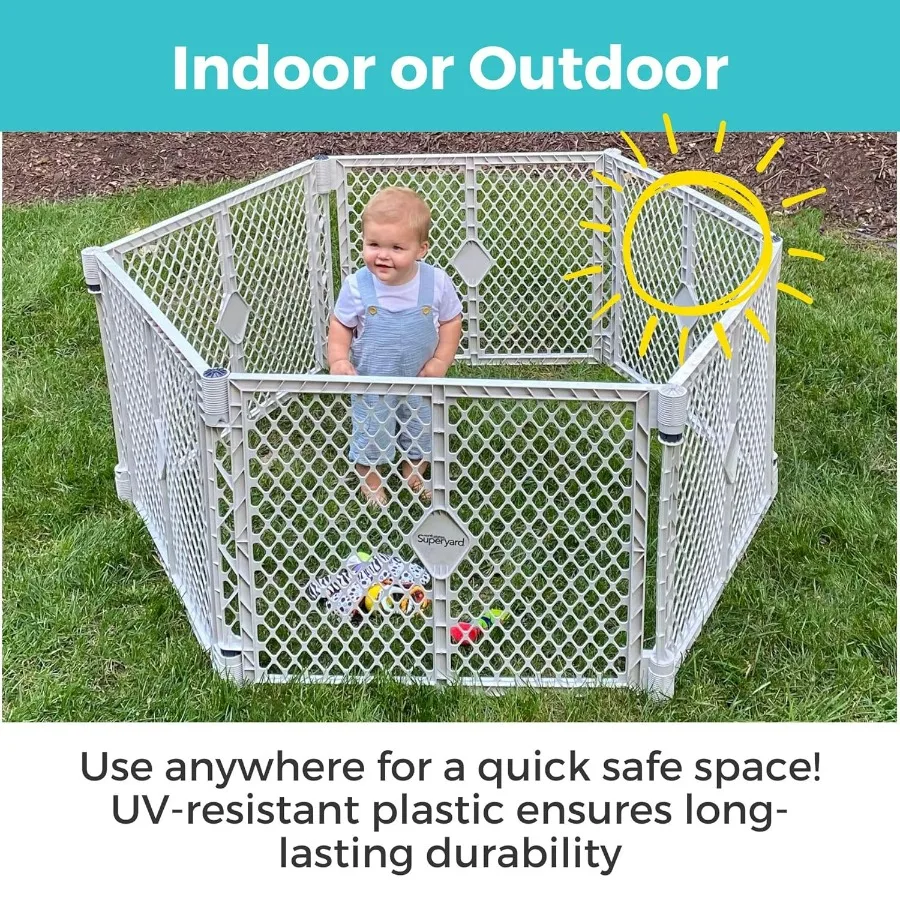 ساحة لعب الأطفال من Superyard: روضة أطفال مكونة من 6 ألواح قائمة بذاتها للاستخدام الداخلي أو الخارجي صنع في الولايات المتحدة الأمريكية يغرق حتى 18.5 قدم مربعًا 26 #5