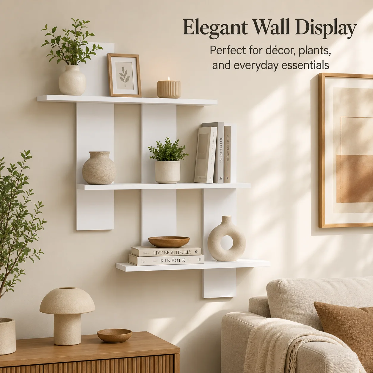 Minimalist 3-layer wall mounted floating rack, decorative rack, used for living room, bedroom, office, book, plant decoration