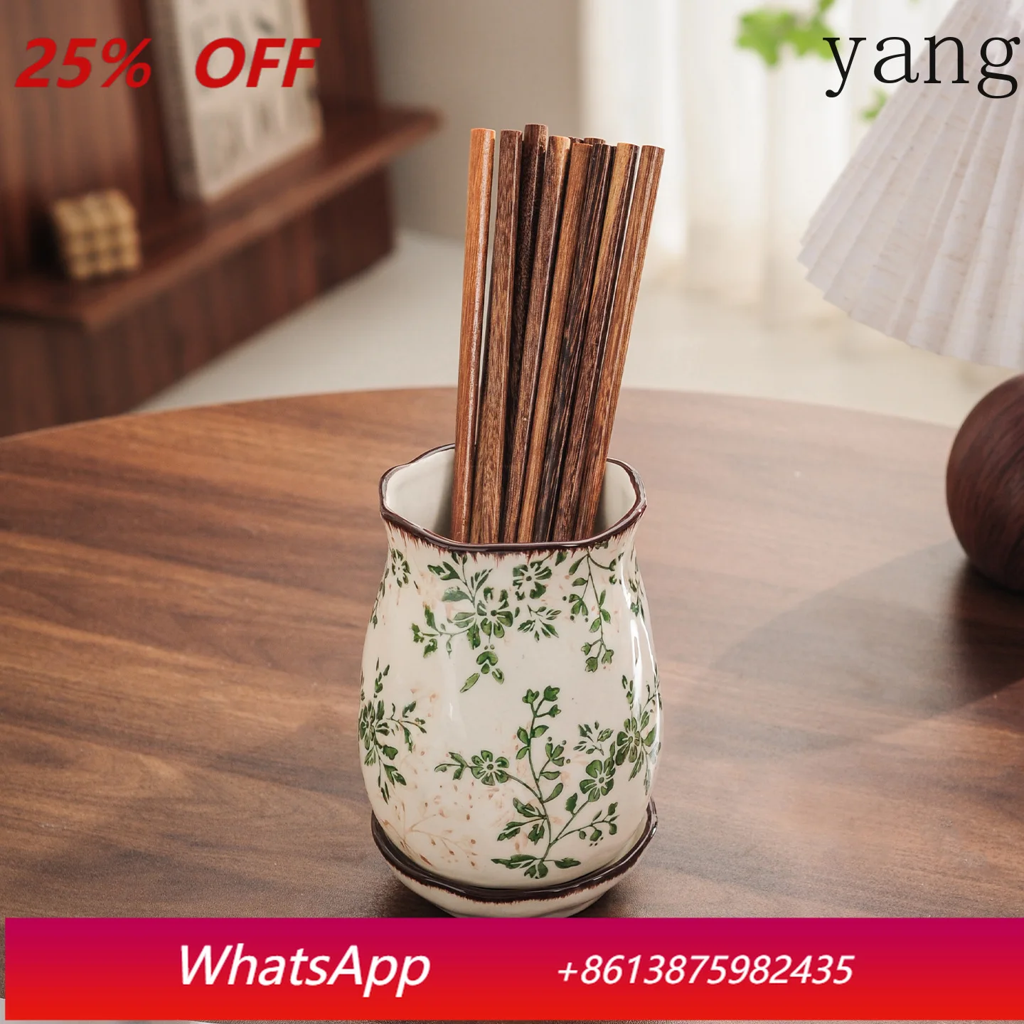 

CX Flower Ceramic Chopsticks Tube for Chopsticks Spoon Storage Box