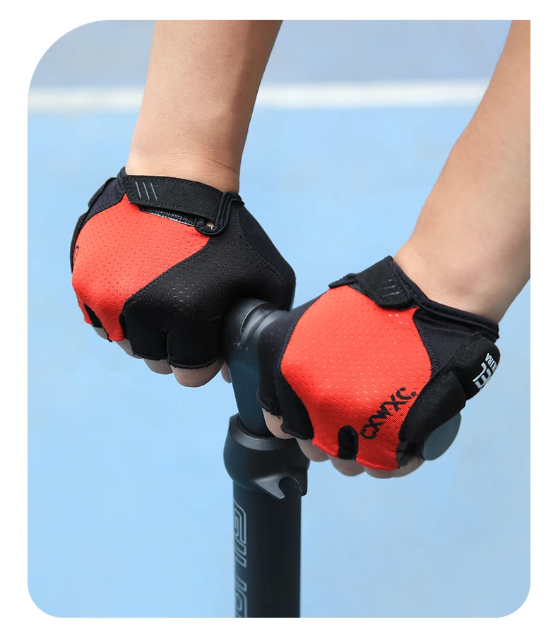 Fahrradhandschuhe mit halben Fingern, stoßfest, mit dickem GEL-Silikon, atmungsaktiv, rutschfest, für MTB, Rennrad, Radfahren, Schnellverschluss-Handschuhe – Detail 15