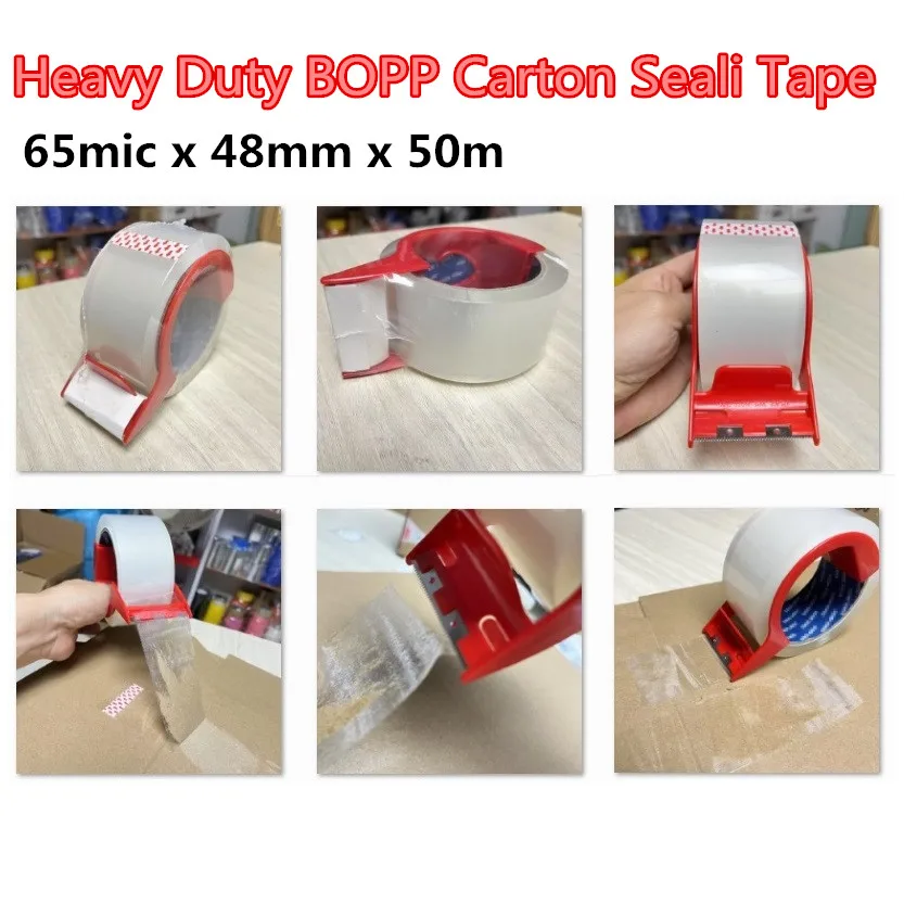 Heavy Duty BOPP Carton Seali Tape With Dispenser Easy Cut Shipping Strong Adhesive Packaging Heavy Load Durable Long Lasting