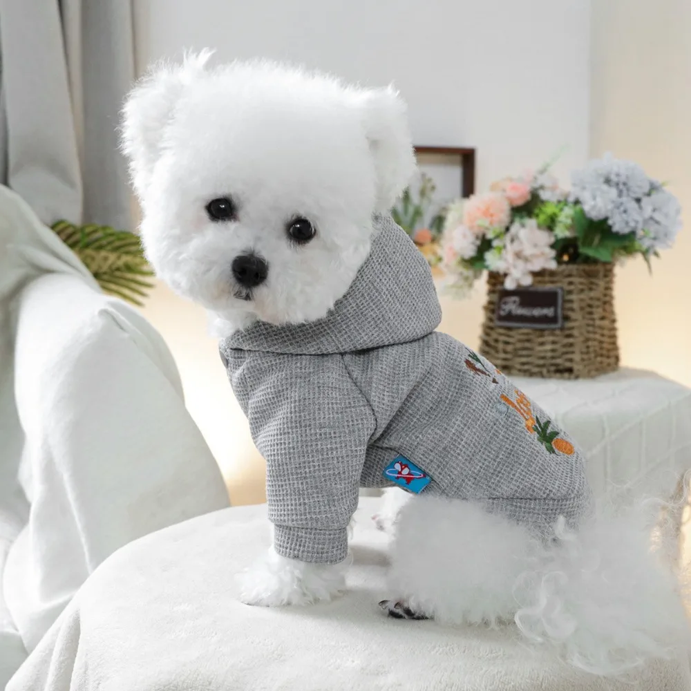 Pet Costume Sunny California Style Dog Hoodie Grey Polyester Pet Clothing Handsome Comfortable Dog Coat Autumn