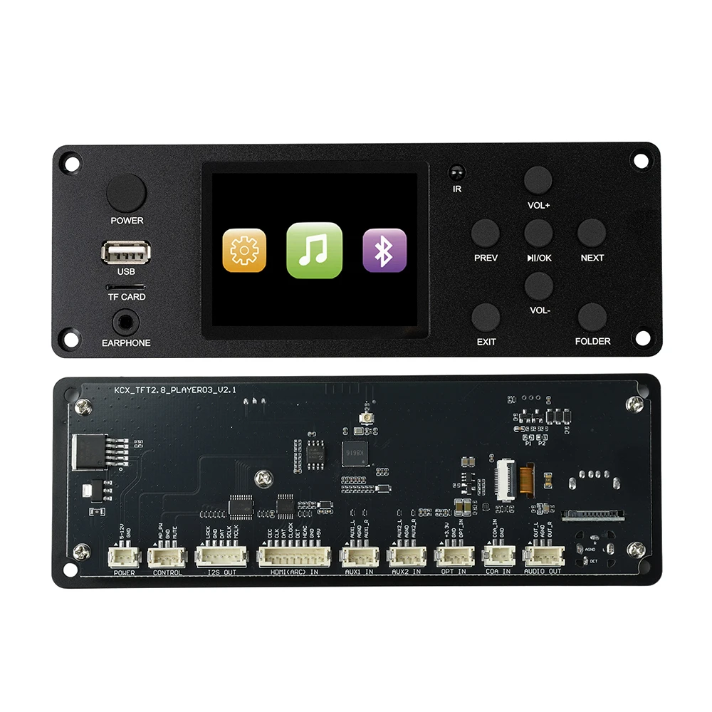 DC 5-12V 2.8 inch TFT Color Screen Bluetooth Lossless Audio Decoding Board Bluetooth Module Dual-Channel I2S Digital Audio