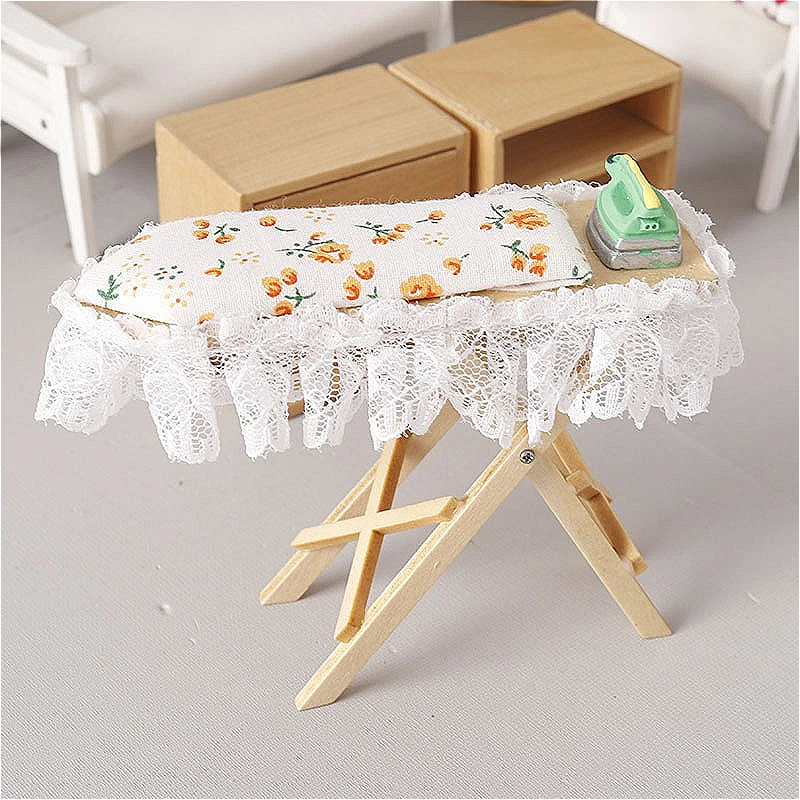 

1pc 1:12 Scale Dollhouse Miniature Board Set with Hanger and Iron Playhouse Furniture Display Ornament Accessories Decoration