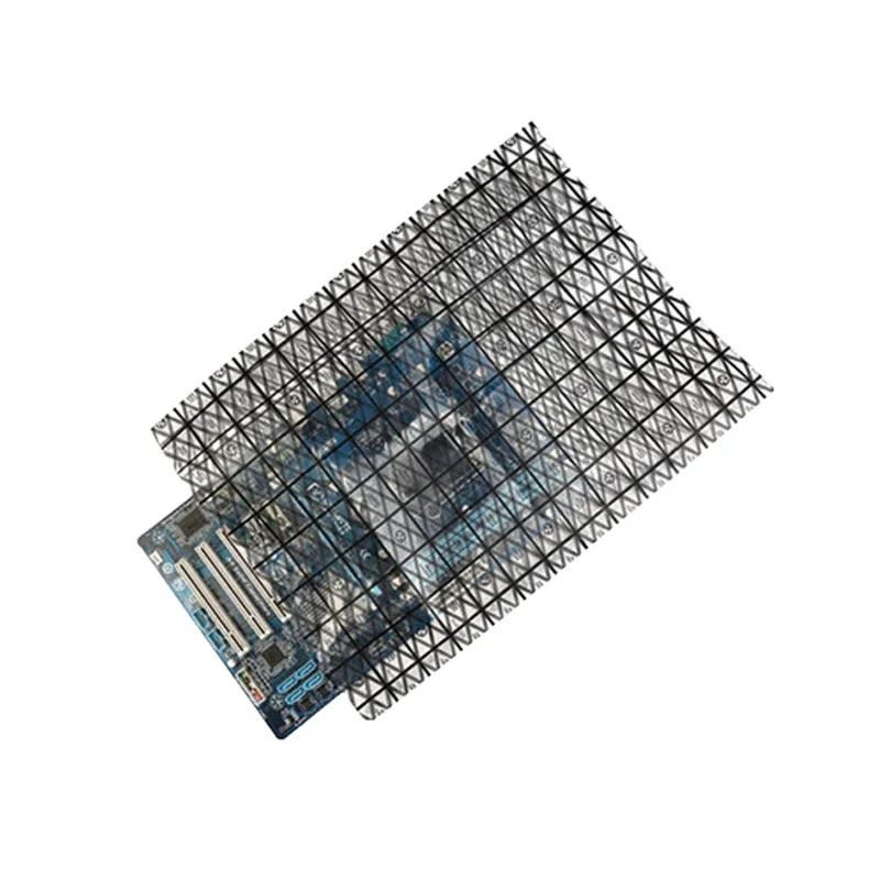 오픈 탑 정전기 방지 그리드 인쇄 차폐 플라스틱 가방, 전자 포장 파우치, 10 가지 크기, 로트당 100 개