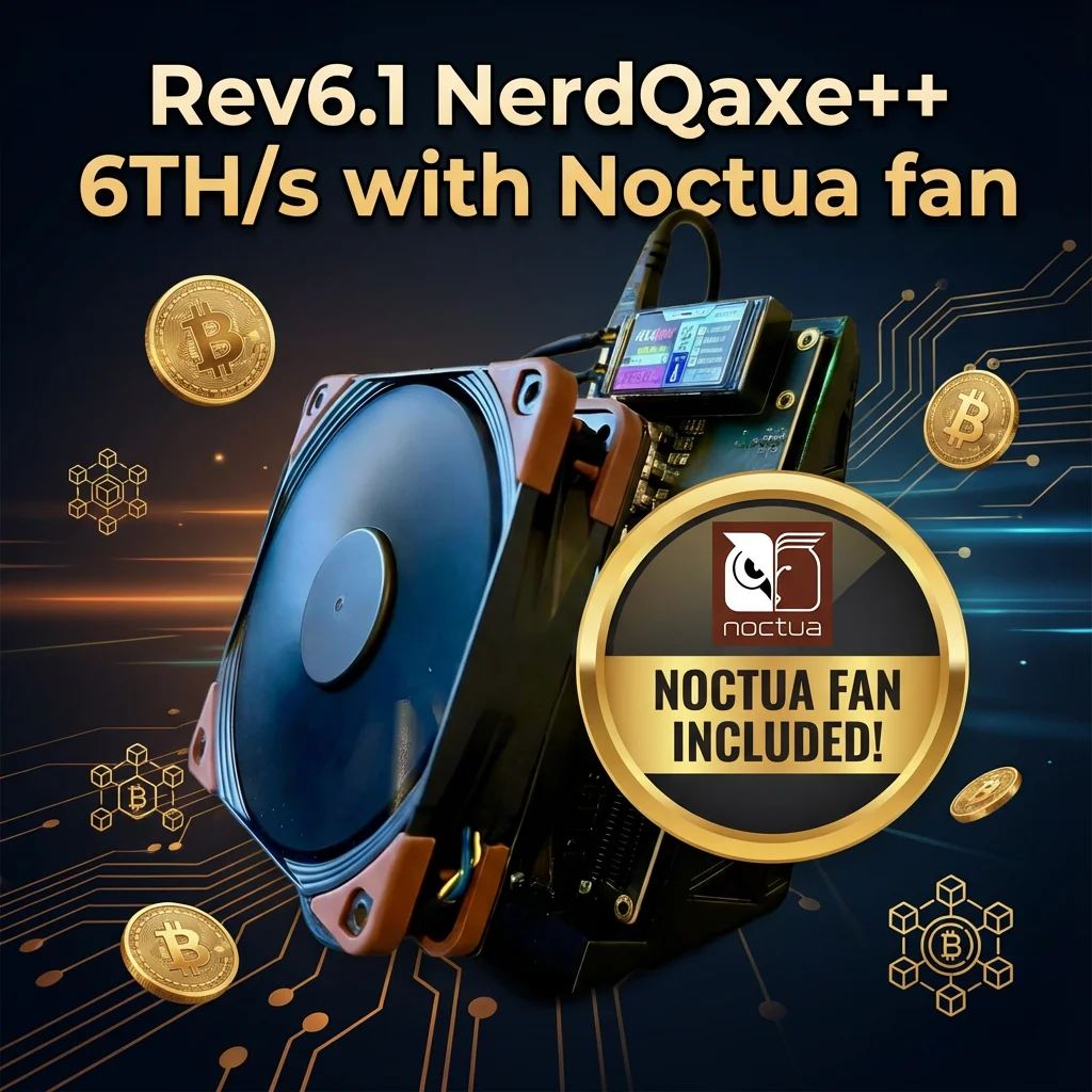 NerdQaxe 6Th with Noctua Fan XT30 power feed 100W Power consumption BTC Miner Bitcoin Solo Miner NerdAxe 6Th NerdQaxe Noctua