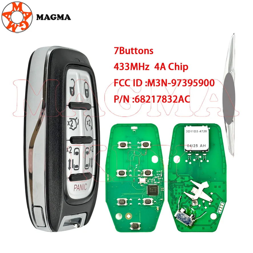 MAGMA 7BTN القرب الذكية مفتاح السيارة عن بعد فوب لكرايسلر باسيفيكا 2017 + فوييجر 2020 + M3N-97395900 68217832AC 433Mhz 4A رقاقة #1