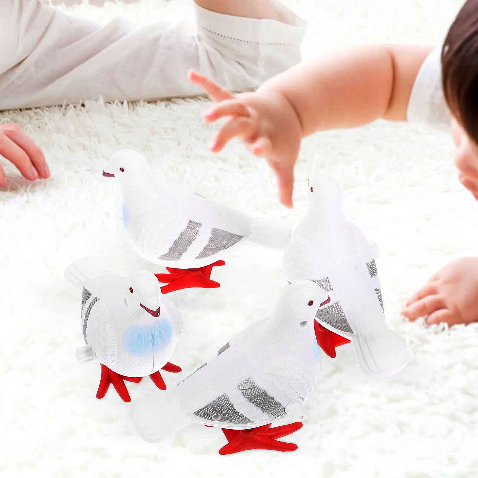 4Pcs Cartoon Pigeon Jumping Wind Up Portable Kids Fun Random Colors Simulation Animal Wind Up Toys Cartoon Pigeon Toy