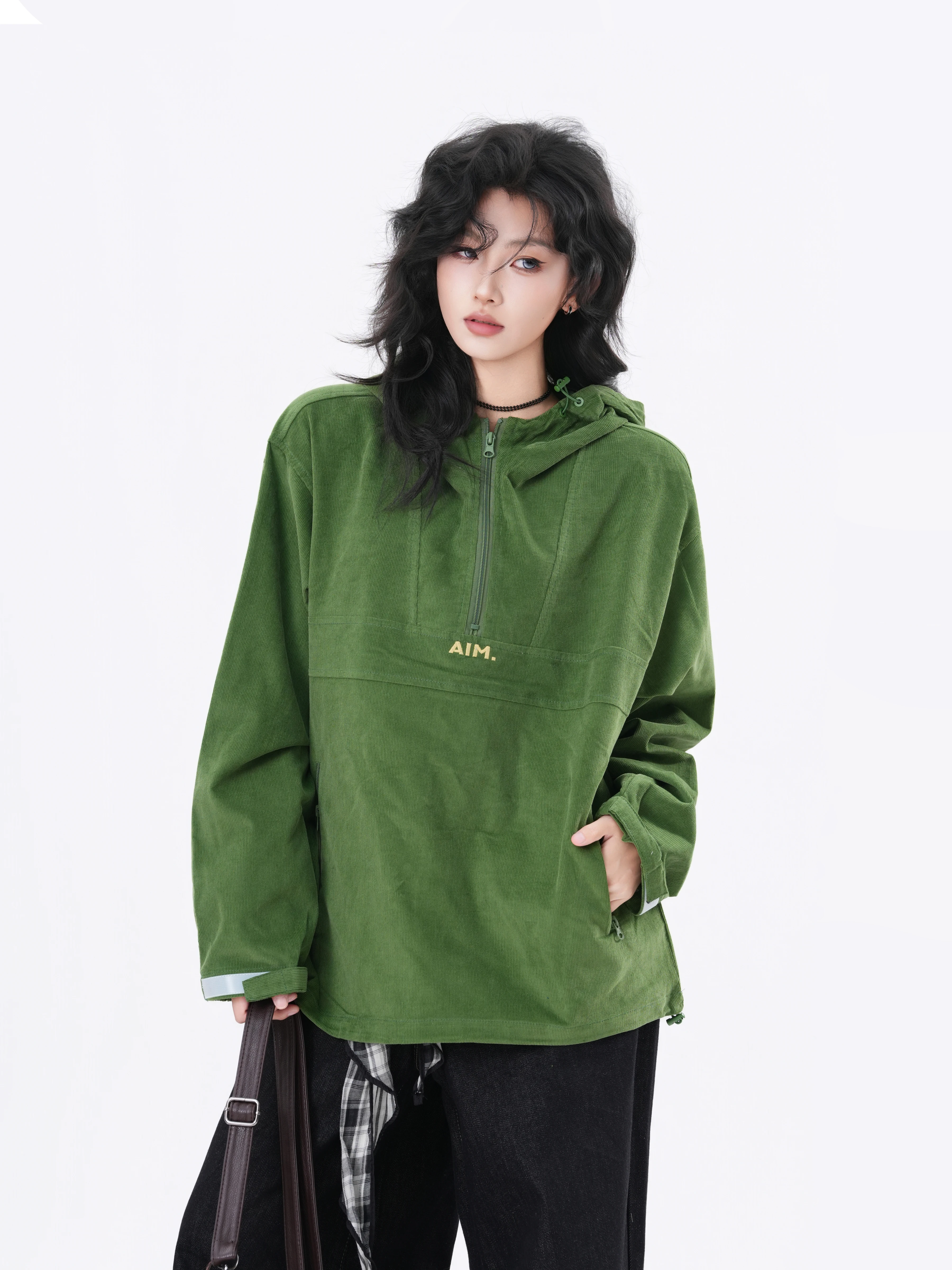 Retro American Velvet Hoodie Women Loose Couple Functional Style Long Sleeve Cotton Comfortable Fit Hooded Sweatshirt