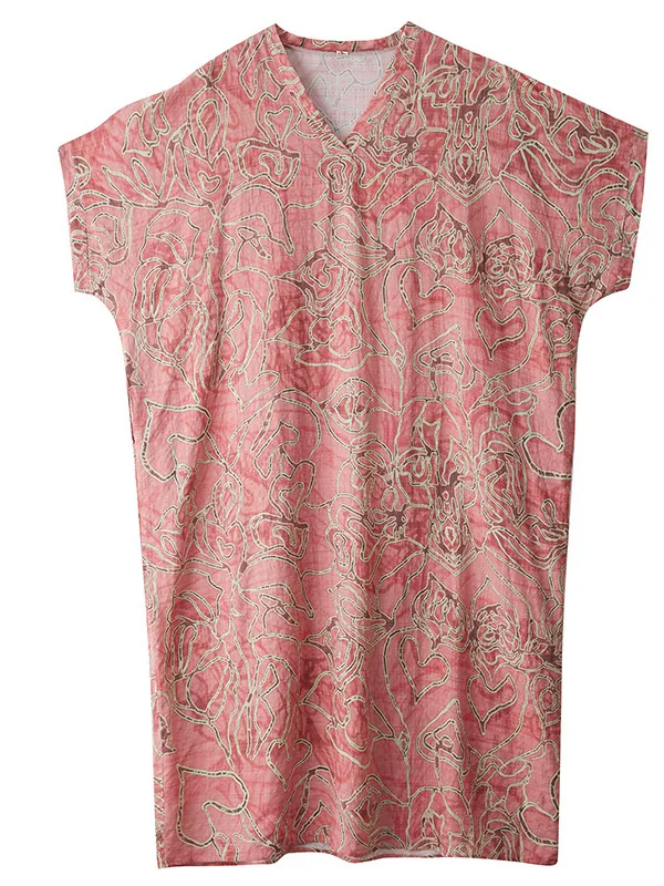 فستان طويل ملفوف بطول الركبة، تصميم صيفي بنقشة زهور، مناسب للإجازات والسفر، برقبة على شكل V، طراز ريترو، من القطن والكتان، قط...