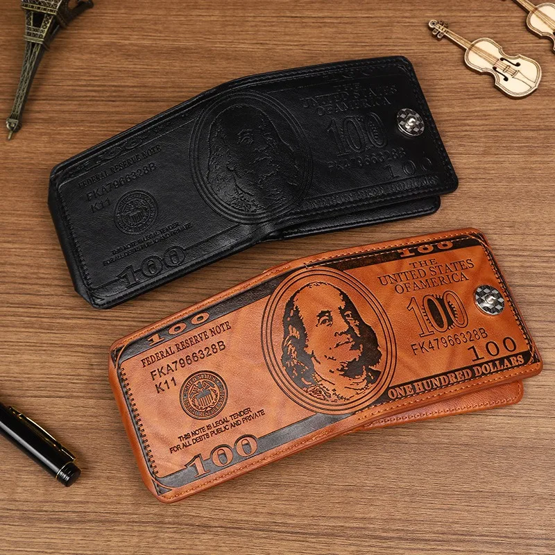 Portafoglio in pelle modello 100 dollaro USA Porta carte con cerniera Portafoglio moda Blocco tasca con cerniera Borsa da uomo Portafoglio in pelle PU maschile