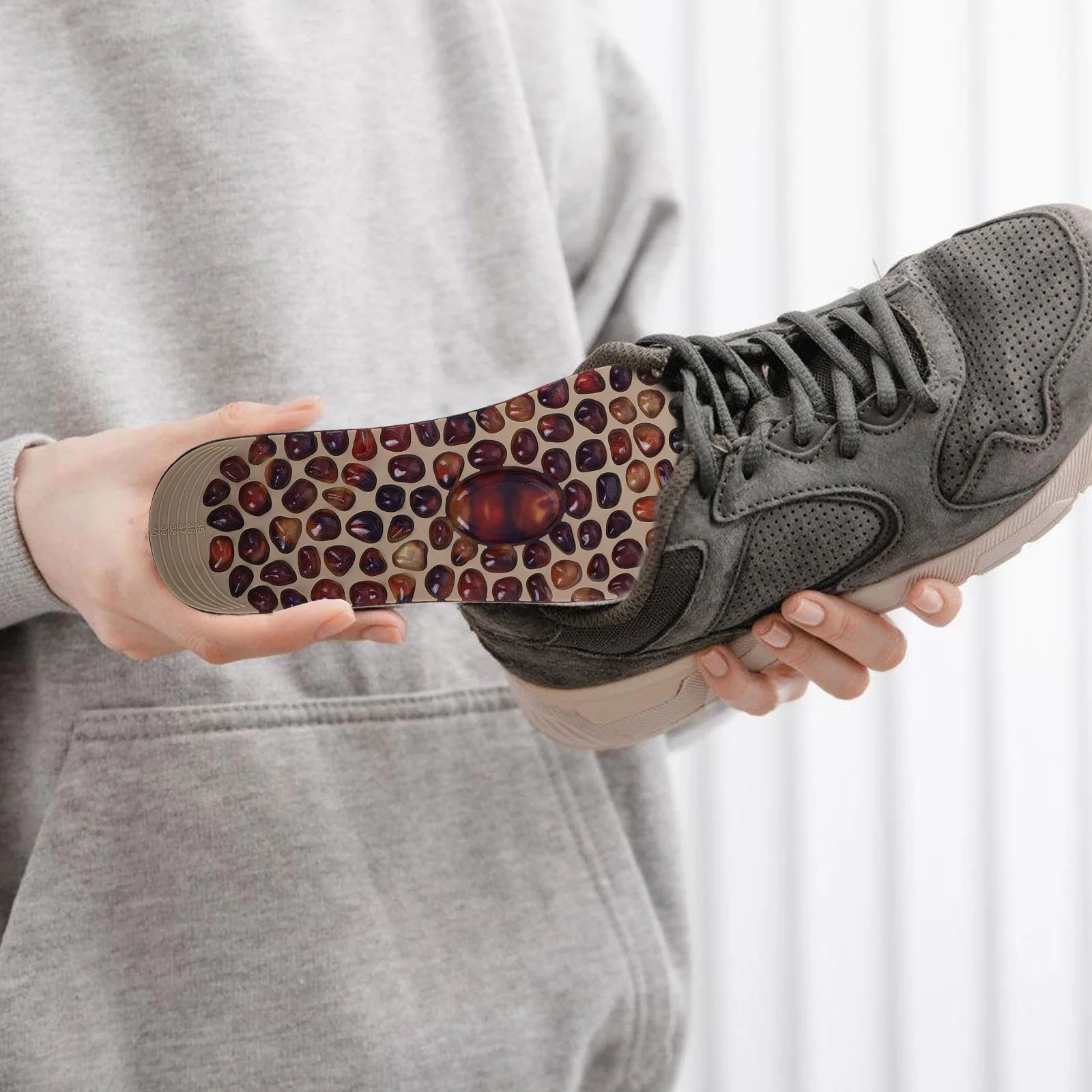 1 زوج Tpr حصاة تدليك النعال القدم تخفيف الضغط المضادة للانزلاق تنفس قابل للتعديل حجم دائم طويل الأمد الرجال النساء #5