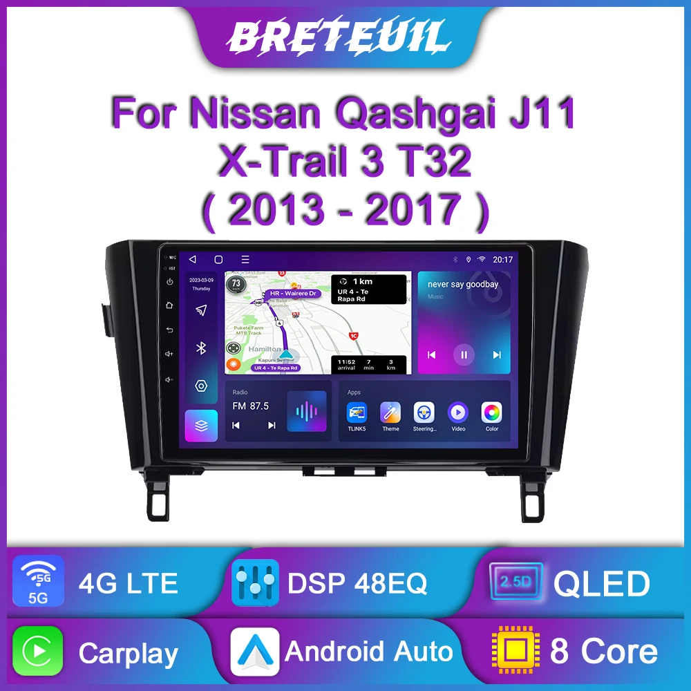 For Nissan Qashqai J11 X-Trail T32 2013-2017 Android Car Radio Multimedia Player Navigation GPS Carplay Touch Screen Auto Stereo