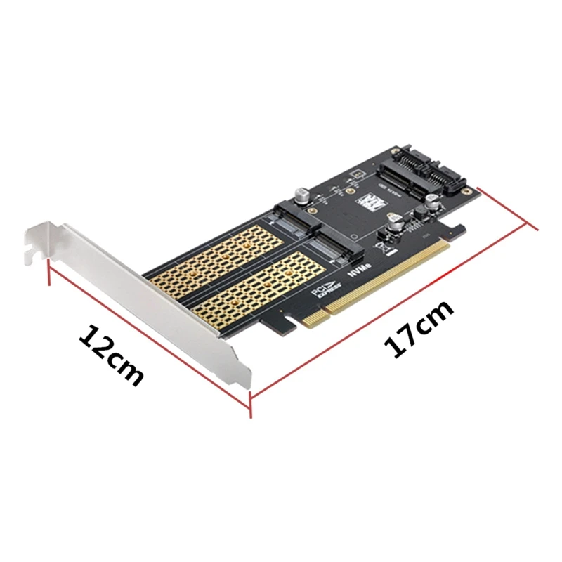 Kartu Riser komputer Desktop 3 In 1, PCIE X16 ke M.2 M Key NVME SSD M.2 B Key SATA SSD kartu adaptor