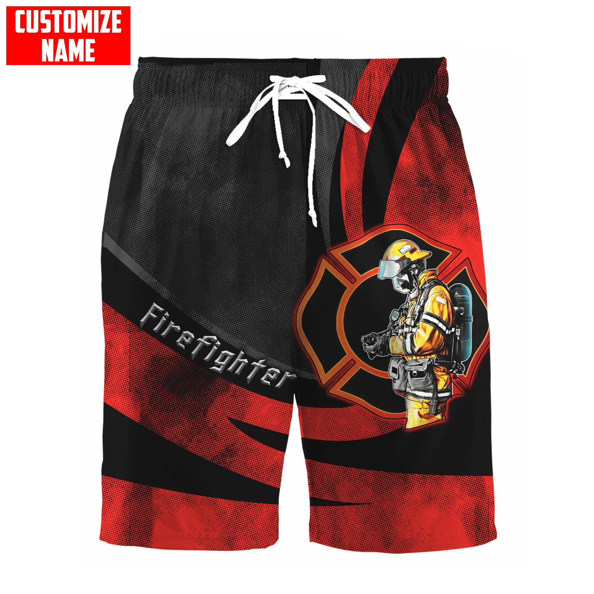 Personalisierter Name Feuerwehrmann 3D-gedruckte Herren-Sets Combo T-Shirt & Shorts Sommer Unisex Kurzarm Freizeitanzüge TXTZ01