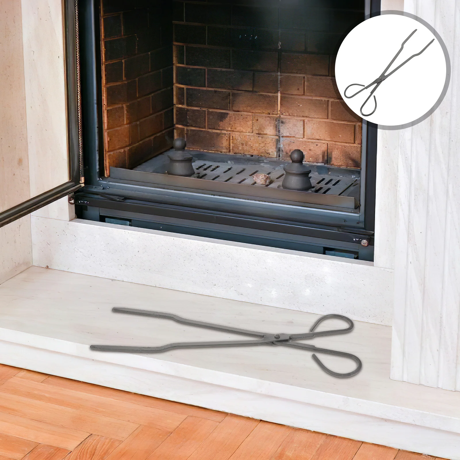 

Log Grabber Heavy Duty Firewood Tongs Iron Fireplace Tool for Coal Logs Indoor Outdoor Use Ergonomic Handle Heat Resistant