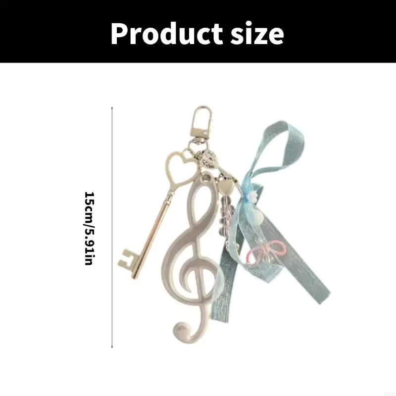 Creative Musical Note Keychain Bowknot Music Symbol Keyring for Women Men Handbag Backpack Pendant Theater Souvenir Gifts