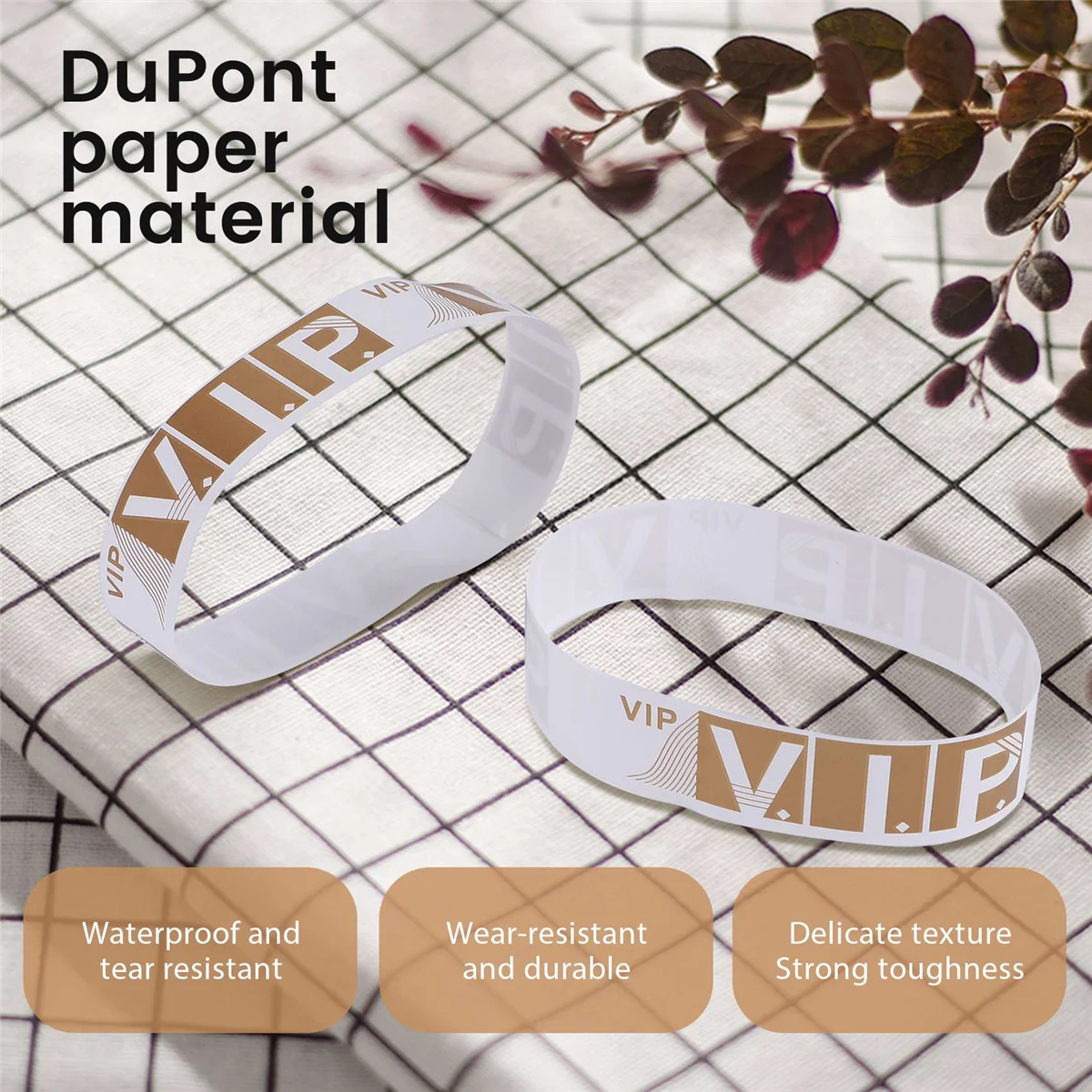 ABNP 500 Pcs VIP Wristbands Event Bracelets Personalized Wrist Bands Colored Waterproof Armband